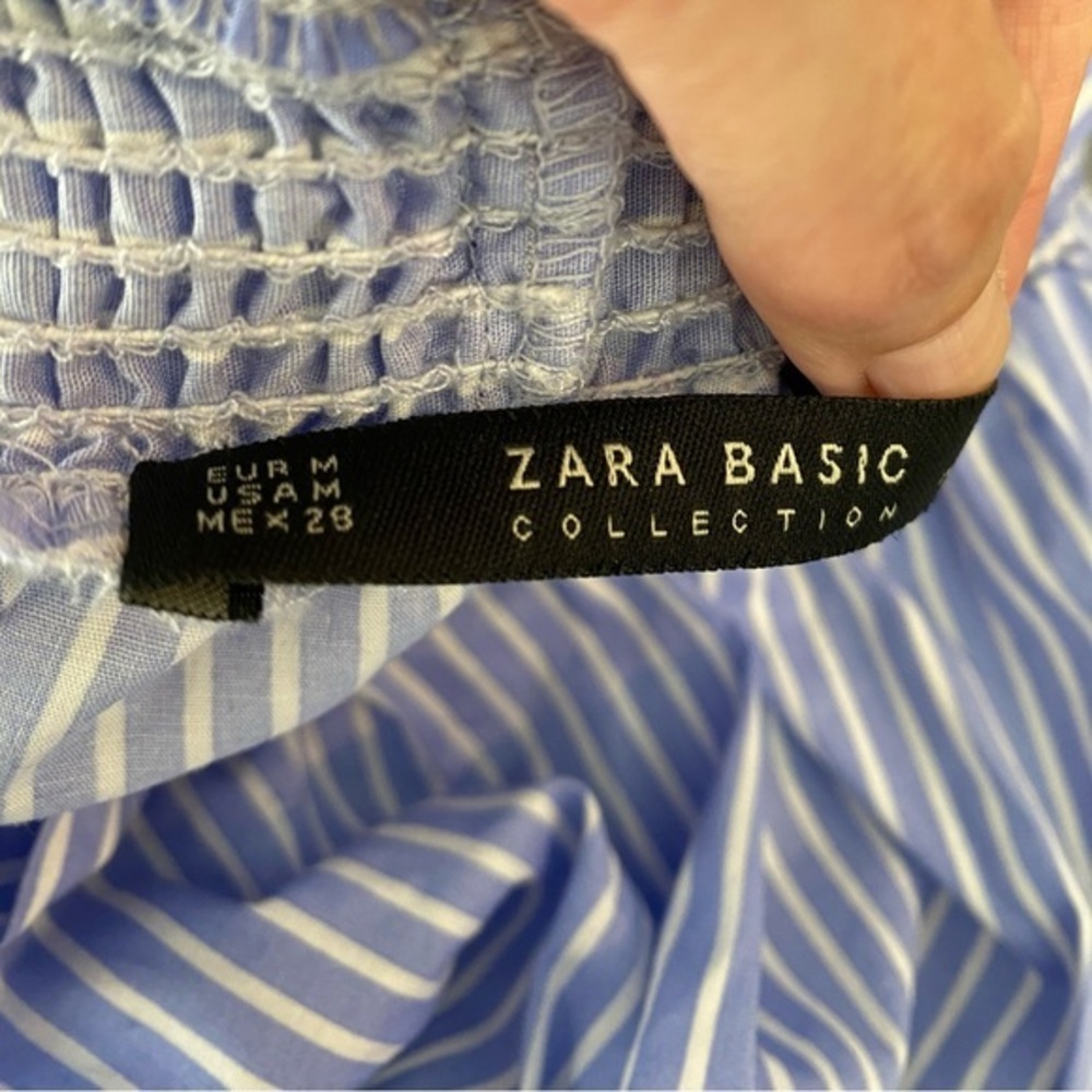 ZARA OFF THE‎ SHOULDER CROP TOP WITH BOW STRIPED SIZE MEDIUM - Picture 6 of 6